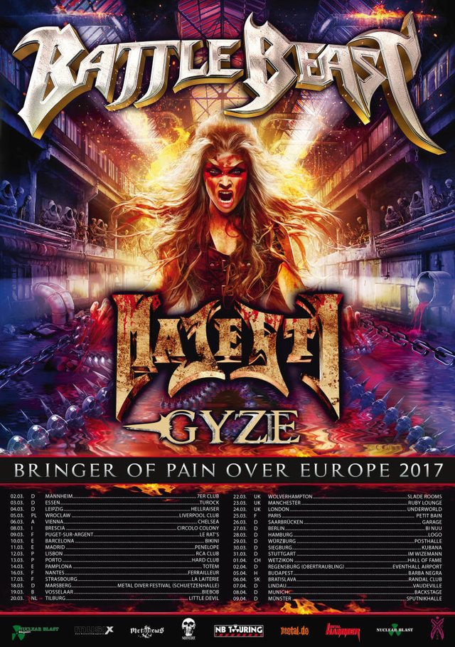 BATTLE BEAST анонсировали Bringer Of Pain Over Europe 2017 тур